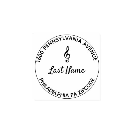 Treble Clef Round Rubberstempel (Afrduk)