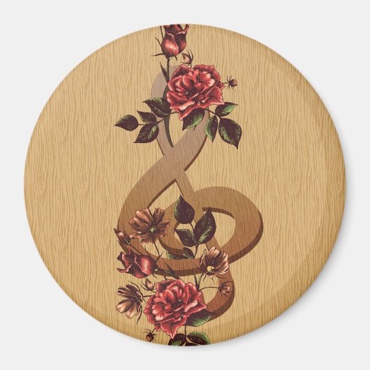Treble Clef Rozen Magneet (Voorkant)