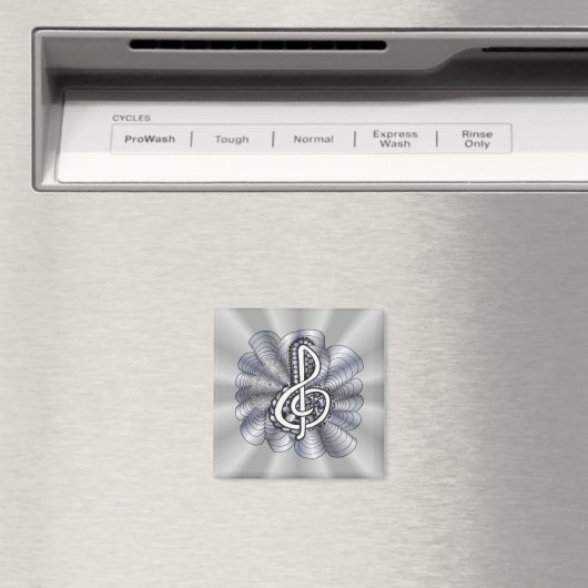 Treble Clef Silver  Magneet (Insitu (Vaatwasser))
