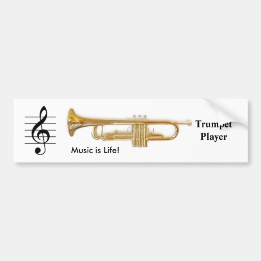 Treble Clef / Trumpet Bumpersticker (Voorkant)