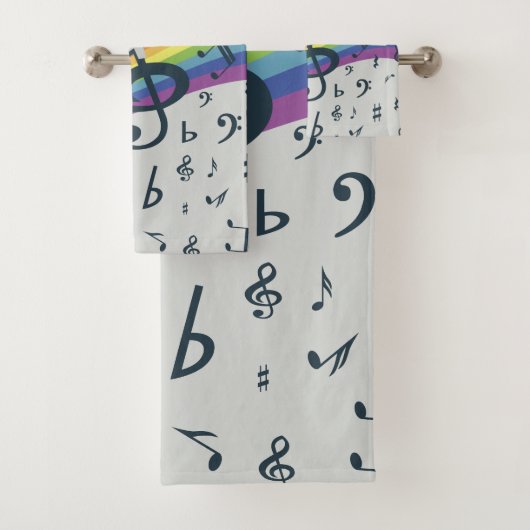 Treble Clef Wave Rainbow-kleuren Bad Handdoek (Insitu)