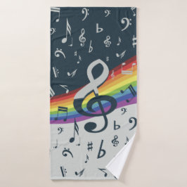 Treble Clef Wave Rainbow-kleuren Bad Handdoek