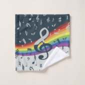 Treble Clef Wave Rainbow-kleuren Bad Handdoek (Wasdoekje)
