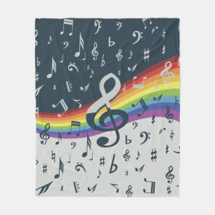 Treble Clef Wave Rainbow-kleuren Fleece Deken