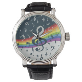 Treble Clef Wave Rainbow-kleuren Horloge