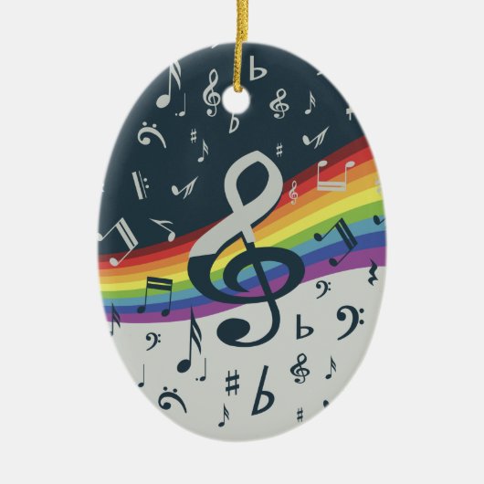Treble Clef Wave Rainbow-kleuren Keramisch Ornament (Voorkant)