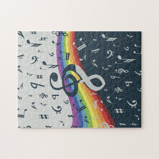 Treble Clef Wave Rainbow-kleuren Legpuzzel (Horizontaal)