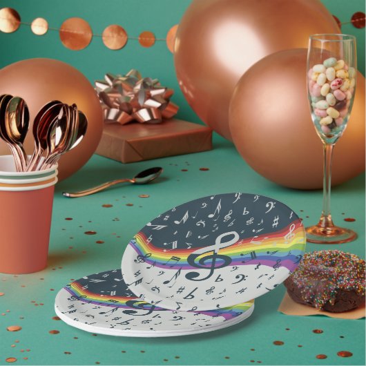 Treble Clef Wave Rainbow-kleuren Papieren Bordje (Multi)