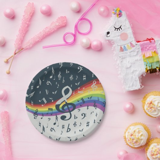 Treble Clef Wave Rainbow-kleuren Papieren Bordje (Feest)