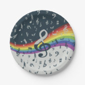 Treble Clef Wave Rainbow-kleuren Papieren Bordje (Voorkant)