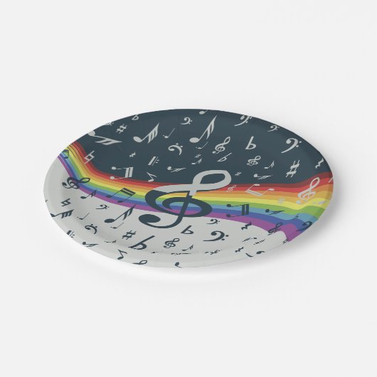 Treble Clef Wave Rainbow-kleuren Papieren Bordje (Gekanteld)