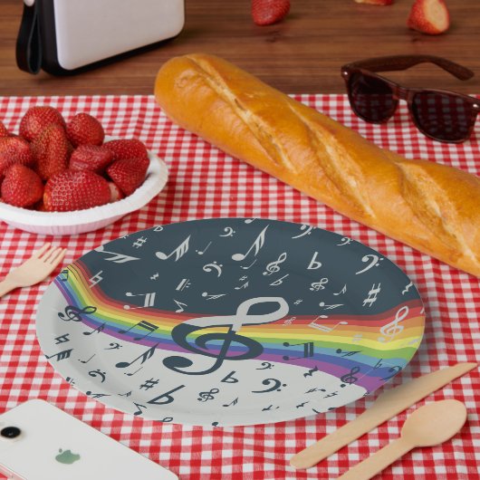 Treble Clef Wave Rainbow-kleuren Papieren Bordje (Picknick)
