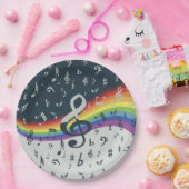 Treble Clef Wave Rainbow-kleuren Papieren Bordje (Feest)