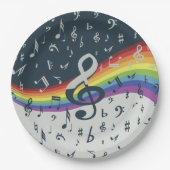 Treble Clef Wave Rainbow-kleuren Papieren Bordje (Voorkant)