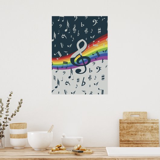 Treble Clef Wave Rainbow-kleuren Poster (Keuken)