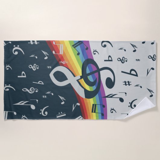 Treble Clef Wave Rainbow-kleuren Strandlaken (Voorkant)