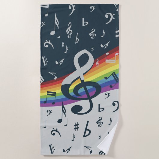 Treble Clef Wave Rainbow-kleuren Strandlaken (Voorkant)