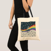 Treble Clef Wave Rainbow-kleuren Tote Bag (Voorkant (product))
