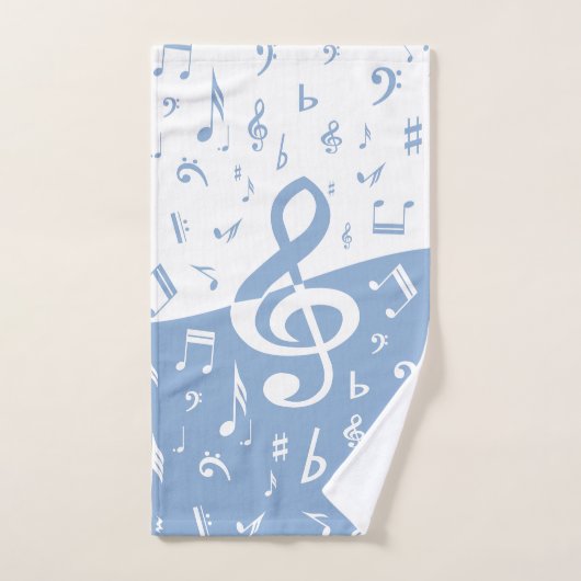 Treble Clef Wave Sky Blue en White Bad Handdoek (Handdoek)