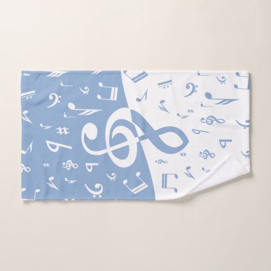 Treble Clef Wave Sky Blue en White Bad Handdoek (Handdoek)