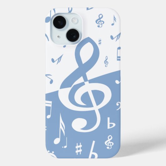 Treble Clef Wave Sky Blue en White Case-Mate iPhone Case (Achterkant)