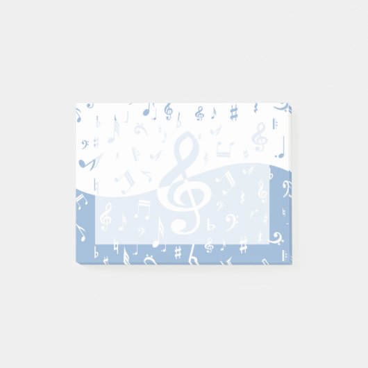 Treble Clef Wave Sky Blue en White Post-it® Notes (Voorkant)