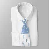 Treble Clef Wave Sky Blue en White Stropdas (Gebonden)