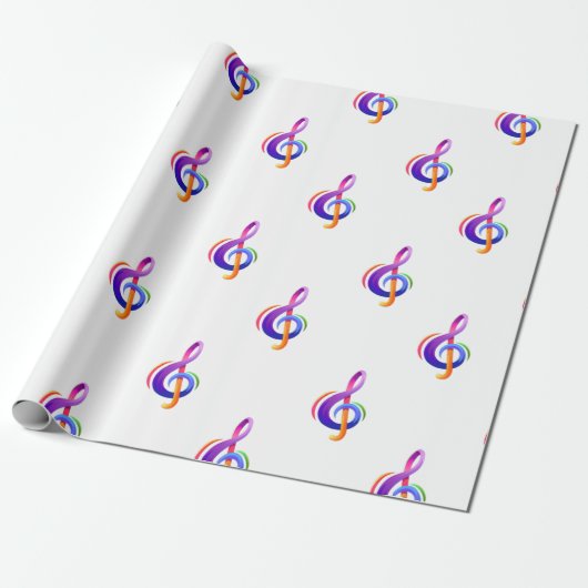 Treble Clef White Cadeaupapier (Uitgerold)