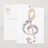 Treble Clef Word Art Briefkaart (Voorkant / Achterkant)