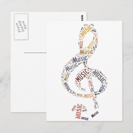 Treble Clef Word Art Briefkaart (Voorkant / Achterkant)