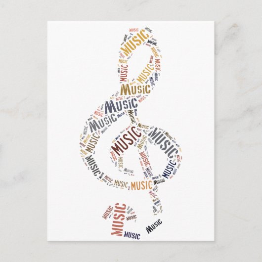Treble Clef Word Art Briefkaart (Voorkant)