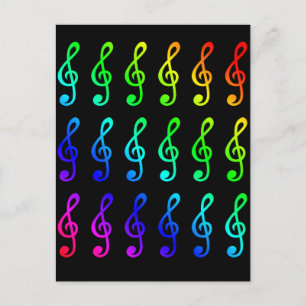 Treble Clefs muzieknoten Kleurrijke regenboogkleur Briefkaart