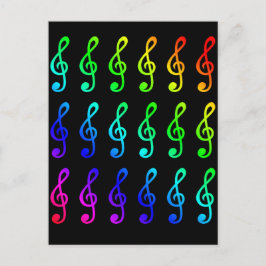 Treble Clefs muzieknoten Kleurrijke regenboogkleur Briefkaart