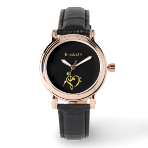 Treble en bass cleart muziek hartliefde zwarte naa horloge