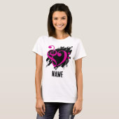 Treble en Bass Clef Hart Fuchsia T-shirt (Voorkant volledig)