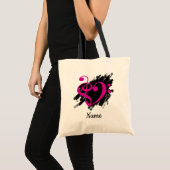Treble en Bass Clef Hart Fuchsia  Tote Bag (Voorkant (product))