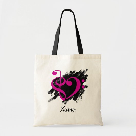 Treble en Bass Clef Hart Fuchsia  Tote Bag (Voorkant)