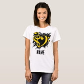 Treble en Bass Clef Hart Geel T-shirt (Voorkant volledig)