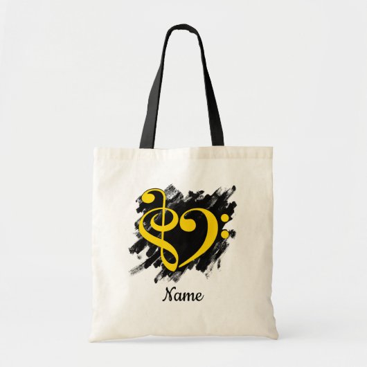 Treble en Bass Clef Hart Geel  Tote Bag (Voorkant)