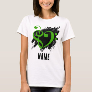 Treble en Bass Clef Hart Groen T-shirt