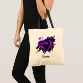 Treble en Bass Clef Hart Paarse Tote Bag (Voorkant (product))