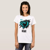Treble en Bass Clef Hart Turquoise T-shirt (Voorkant volledig)