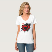 Treble en Bass Clef Musical Heart Red T-shirt (Voorkant volledig)