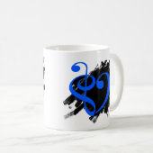 Treble en Bass Clef Musical Heart Royal Blue Koffiemok (Voorkant rechts)