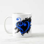Treble en Bass Clef Musical Heart Royal Blue Koffiemok (Links)