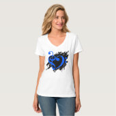 Treble en Bass Clef Musical Heart Royal Blue T-shirt (Voorkant volledig)