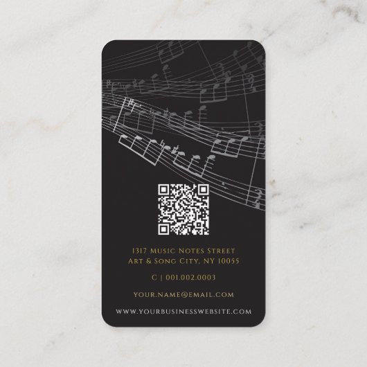 Treble Liefde Hart Muziek Muzieknoten Symfonie Visitekaartje (Achterkant)