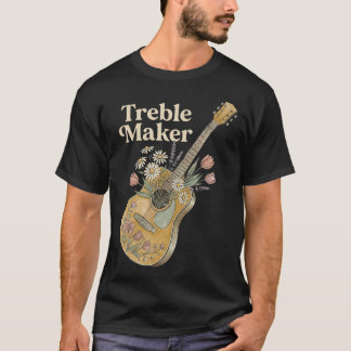 Treble Maker Bloemige Gitaar Muziek T-shirt