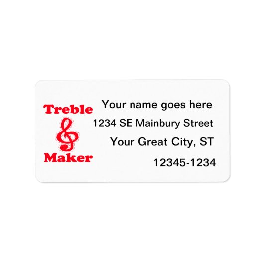 Treble Maker Clef Red Music Design Etiket (Voorkant)