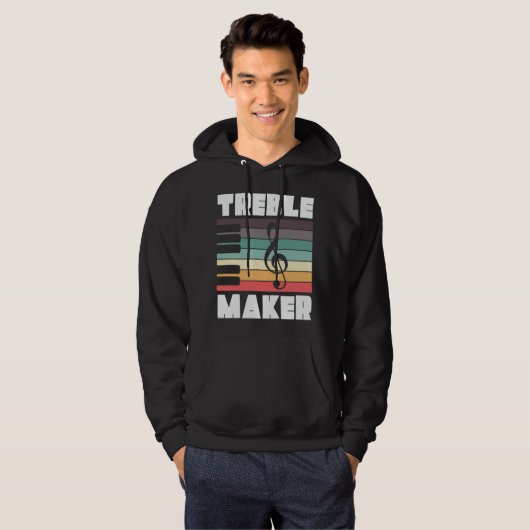 Treble Maker Music Pun Retro Musicus Hoodie (Voorkant volledig)